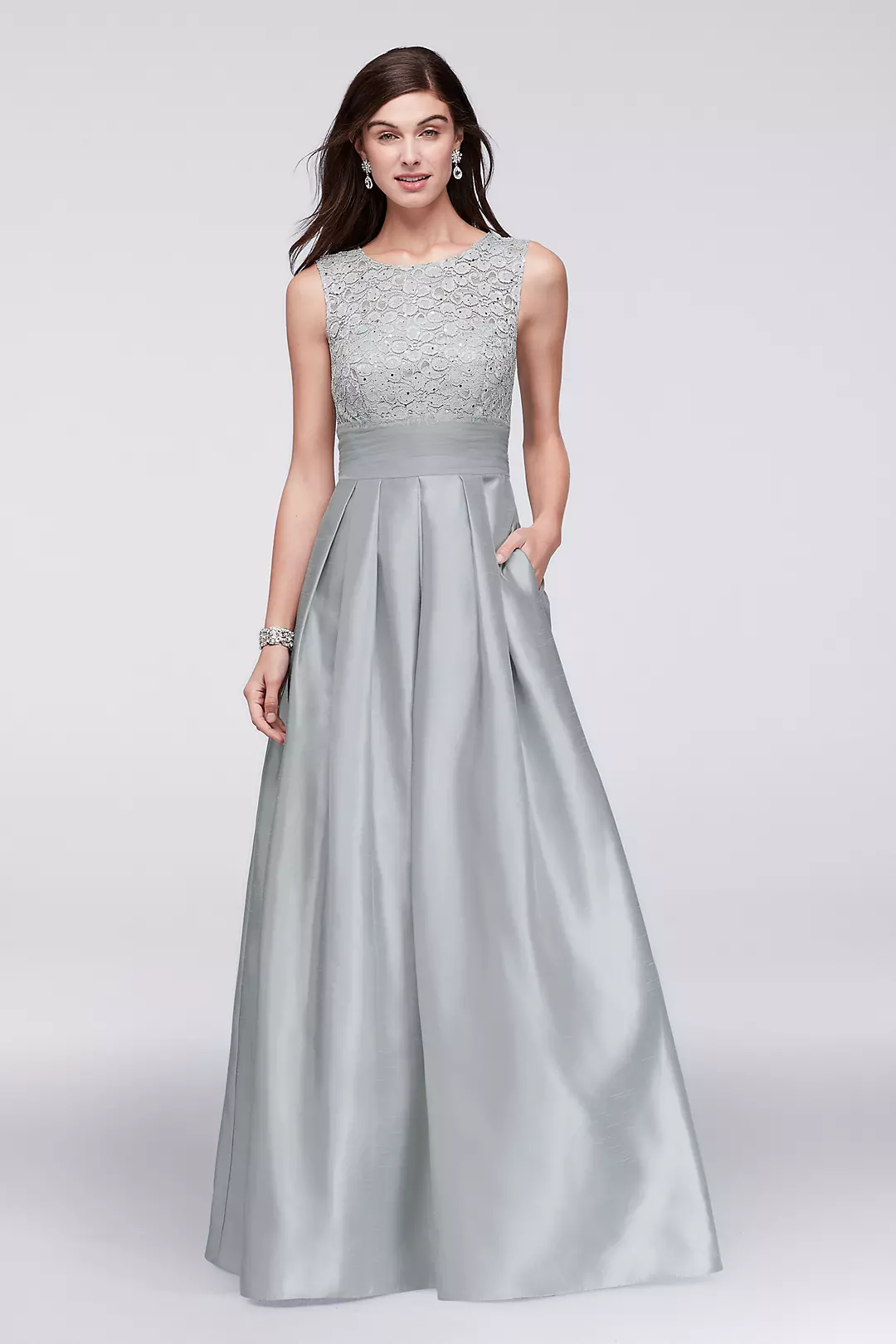 Lace and Satin Sleeveless Ball Gown Image