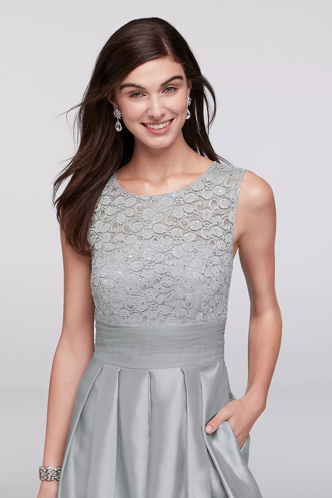 Lace and Satin Sleeveless Ball Gown Image 3