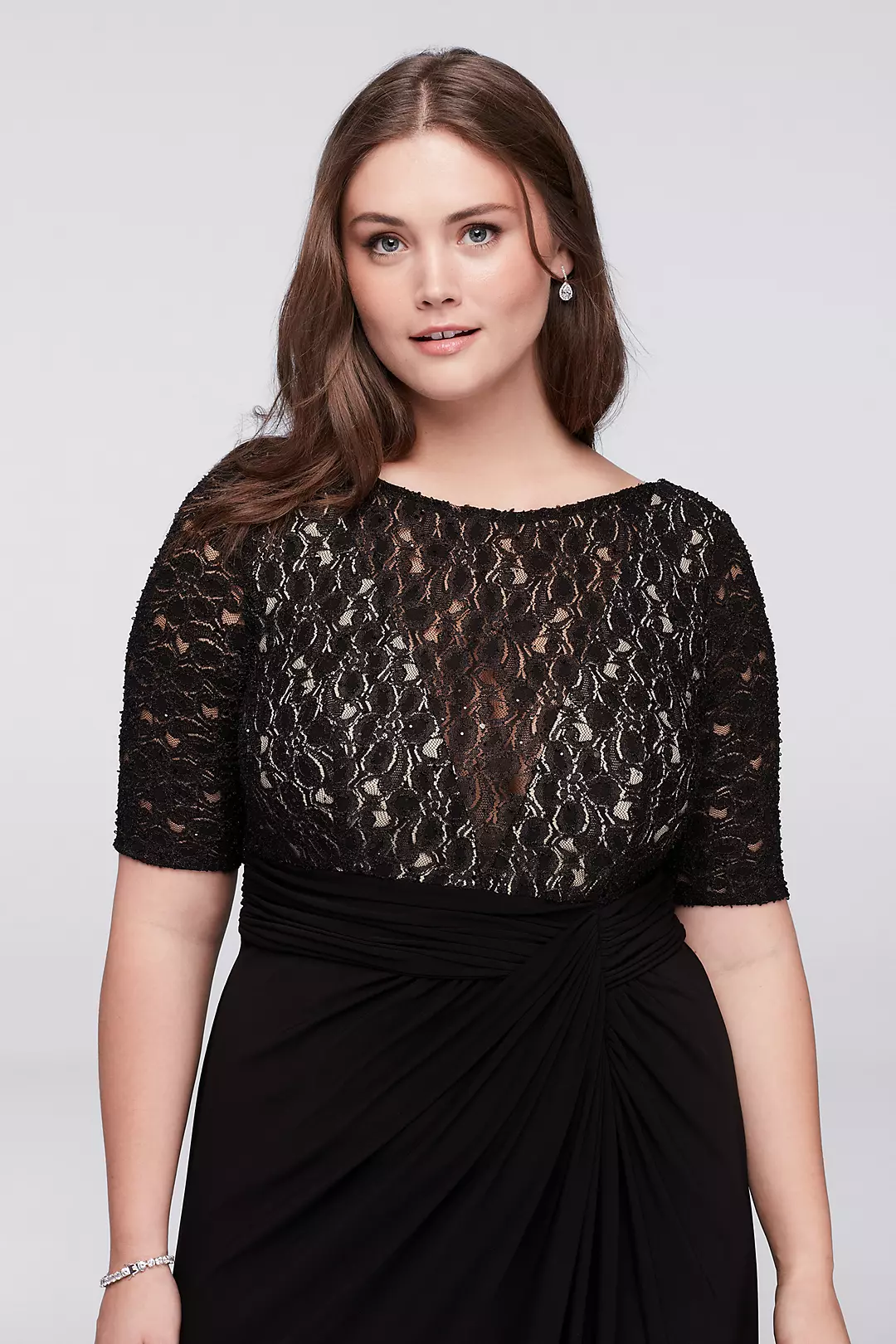 Lace Bodice Dress with Gathered Jersey Skirt Image 3