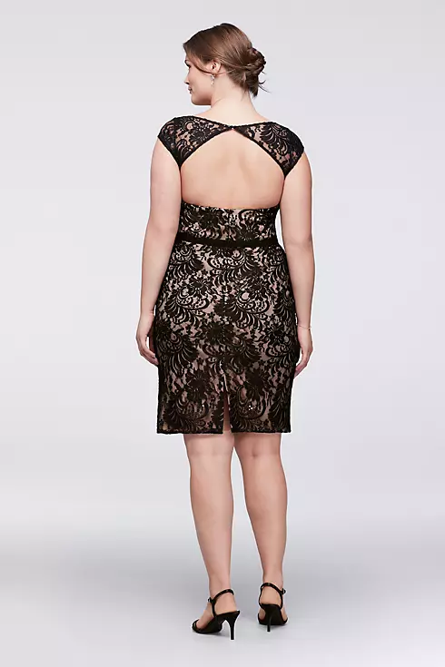 Illusion Lace Cocktail Dress with Ribbon Belt Image 2