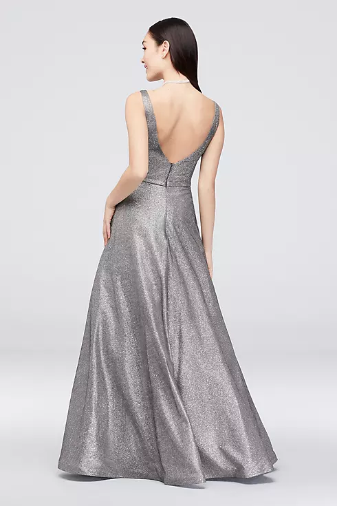 Belted Metallic Ball Gown with Pockets Image 2
