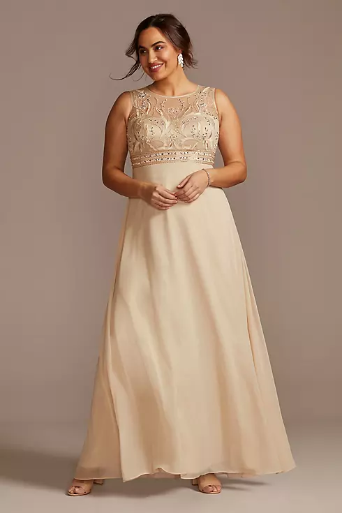 Embellished Illusion Bodice A-Line Plus Size Gown Image 1