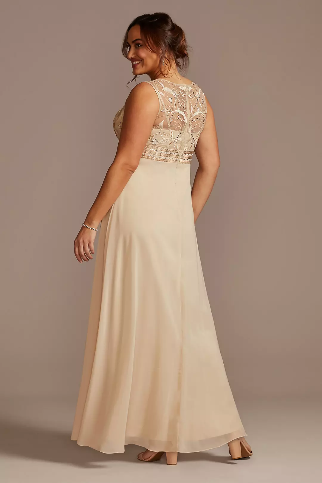Embellished Illusion Bodice A-Line Plus Size Gown Image 2