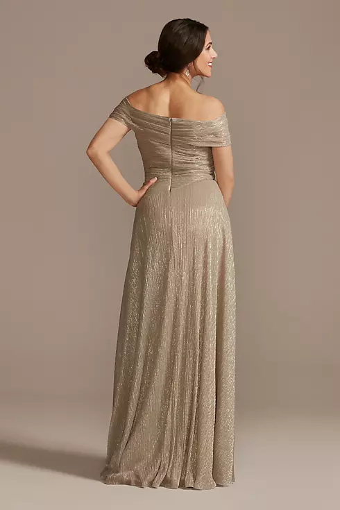 Pleated Metallic Off-the-Shoulder Dress Image 2