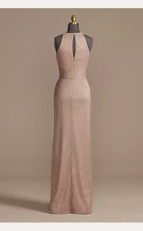 High-Neck Glitter A-Line Gown with Keyholes Image 4