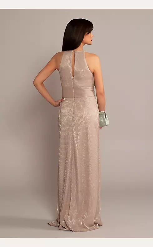 High-Neck Glitter A-Line Gown with Keyholes Image 2
