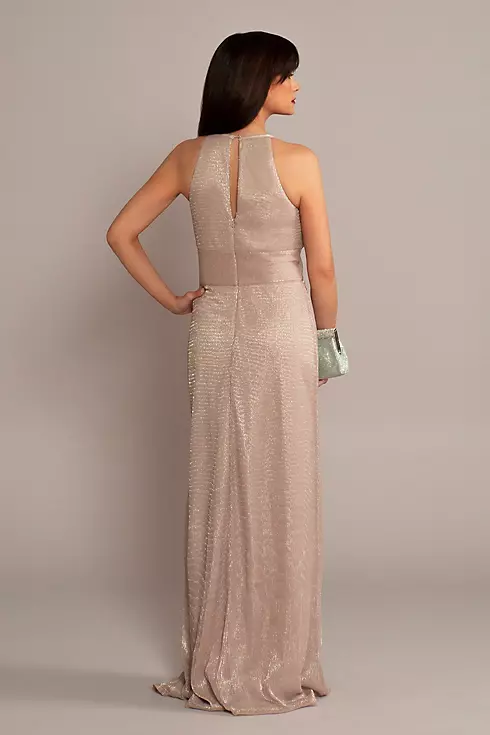 High-Neck Glitter A-Line Gown with Keyholes Image 2