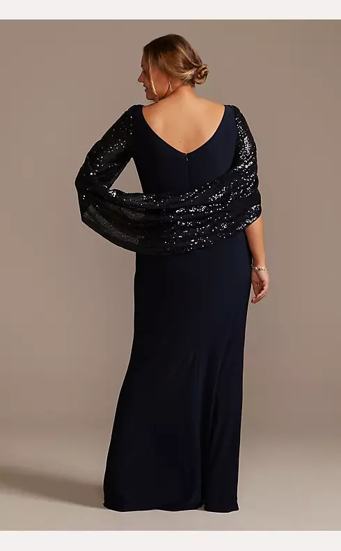 Jersey Sheath Dress with Beaded Swag Sleeves Image 2