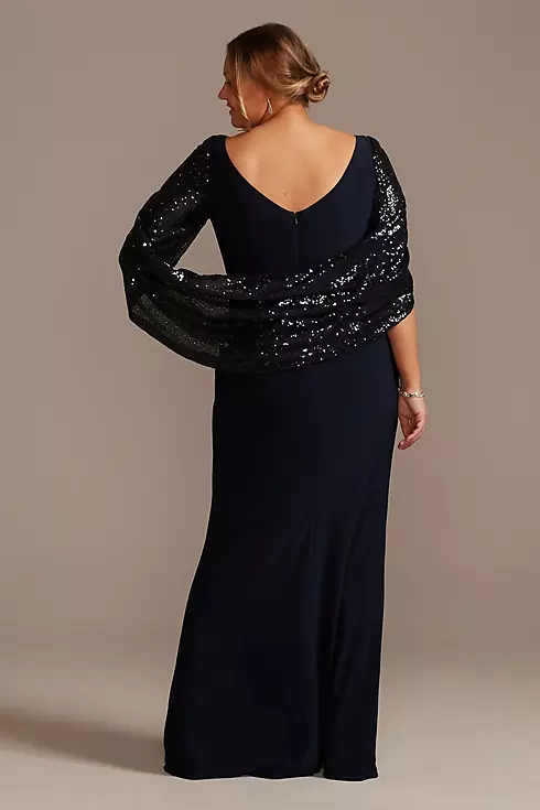 Jersey Sheath Dress with Beaded Swag Sleeves Image 2