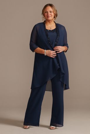 Navy blue pant 2024 suit plus size