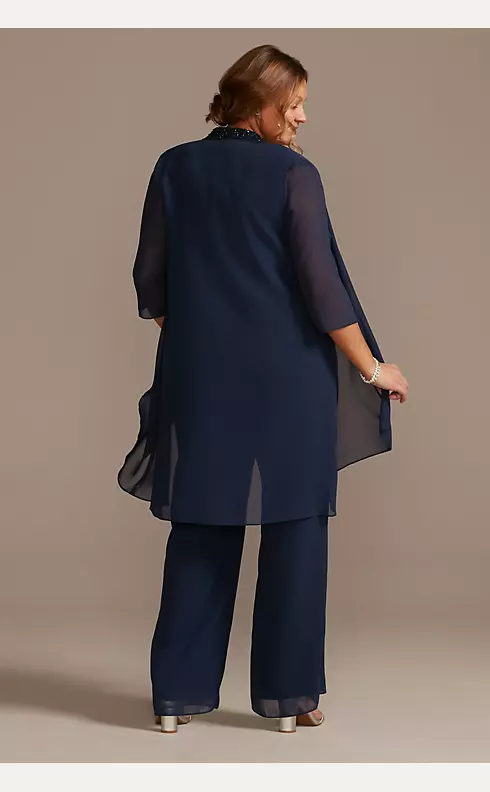 Tonal Beaded Chiffon Plus-Size Pantsuit Image 2