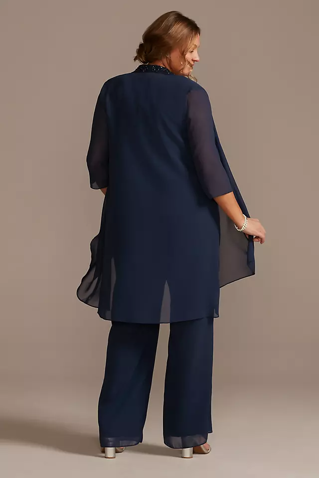Tonal Beaded Chiffon Plus-Size Pantsuit Image 2