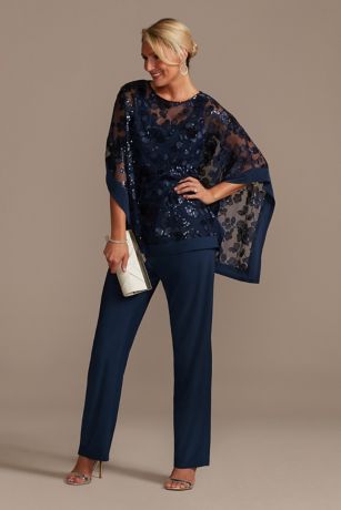 mother of the bride pant suits navy blue