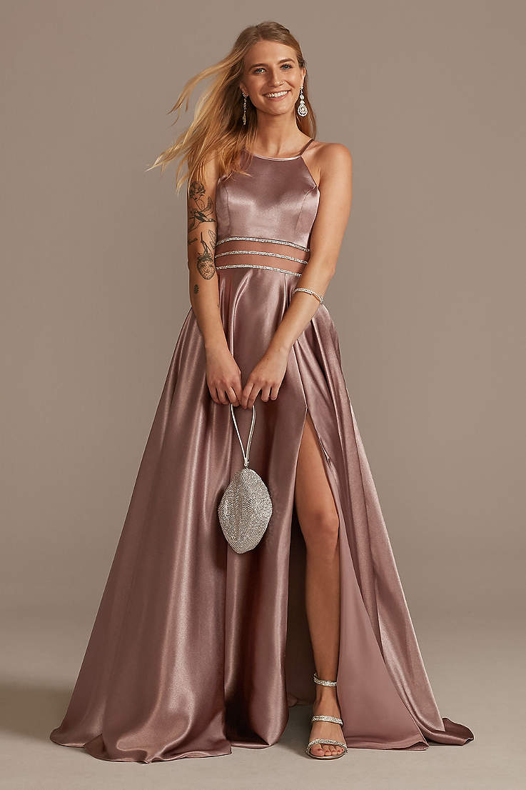 Satin Prom Dress with Sleeves
