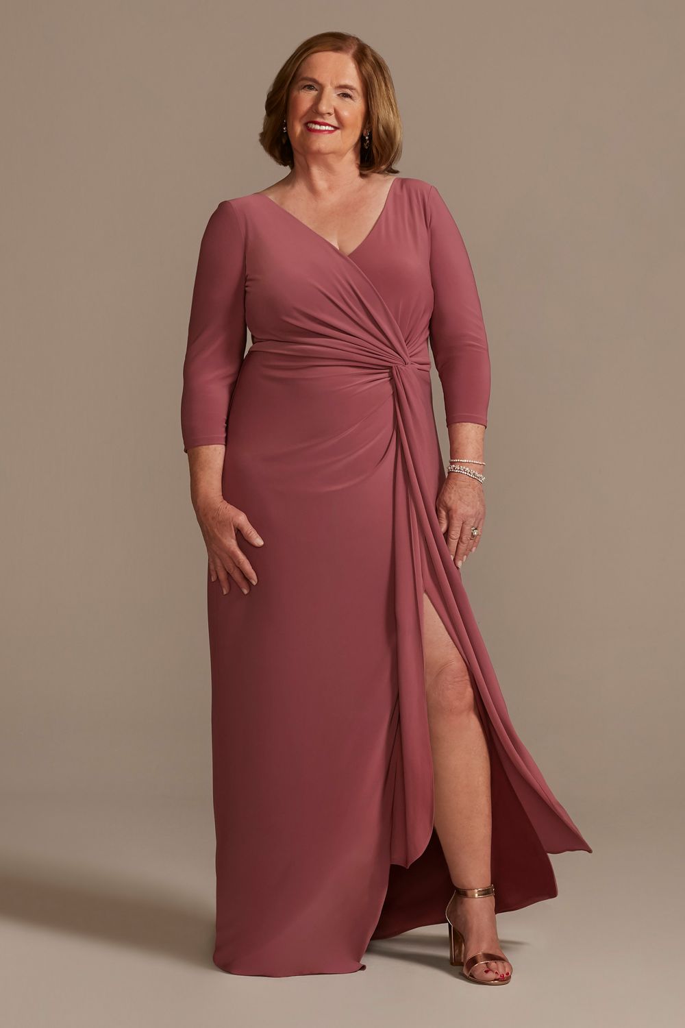 Three-Quarter Wrap Front Sheath Plus Size Gown