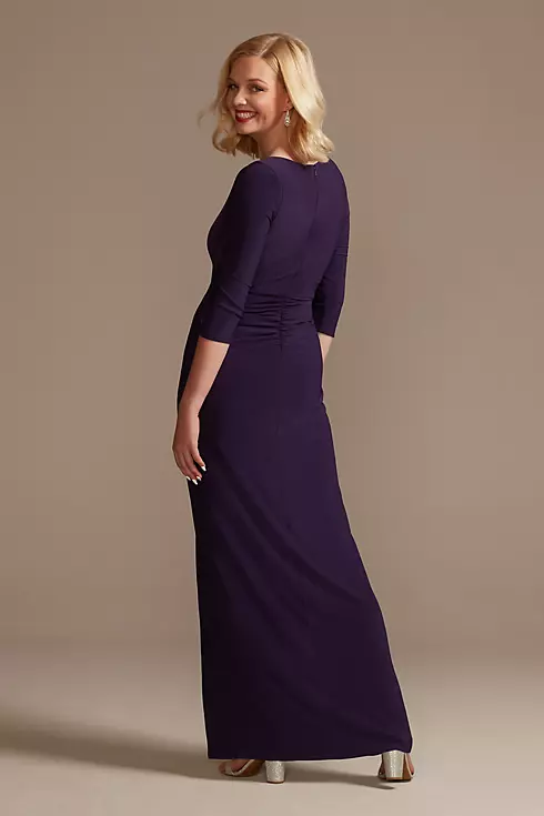 Three-Quarter Sleeve Wrap Front Sheath Gown Image 2