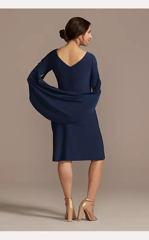 Short Jersey Sheath Dress with Shawl Sleeves Image 2