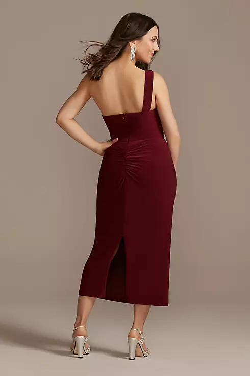 One-Shoulder Jersey Dress with Back Slit Image 2