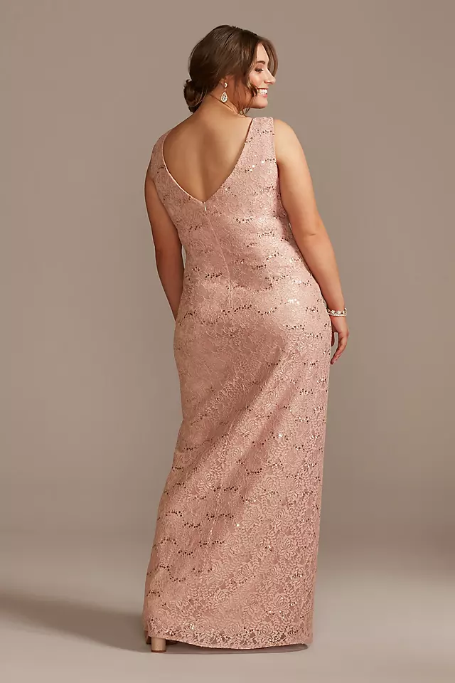 Draped Lace Floor-Length Dress with Matching Shawl Image 4