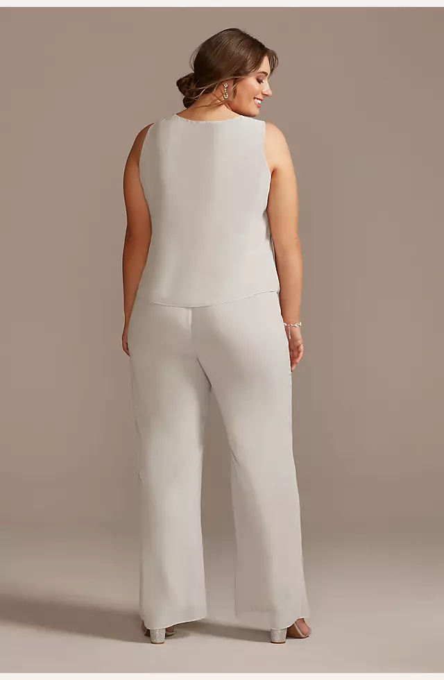 Plus Chiffon 3-Piece Pantsuit Set with Beading Image 4