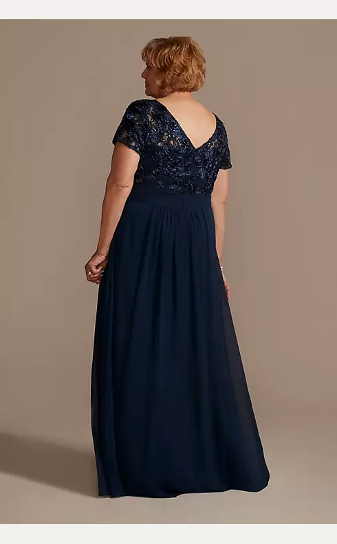 Floor Length Sheath Gown with Lace Bodice Image 2