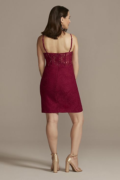 Short Lace Sheath Dress with Corset Bodice Image 2