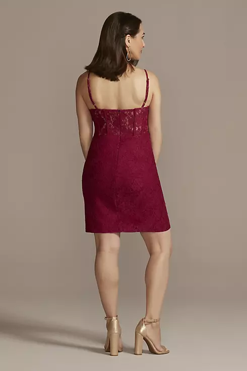 Short Lace Sheath Dress with Corset Bodice Image 2