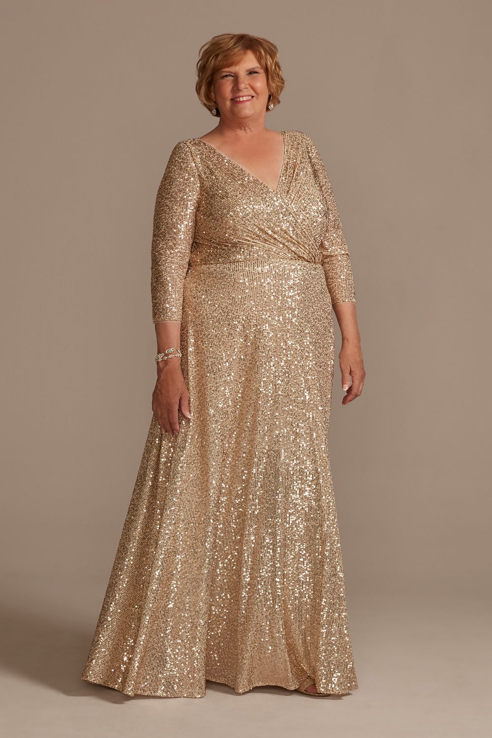 Allover Sequin A-Line Plus Size Gown