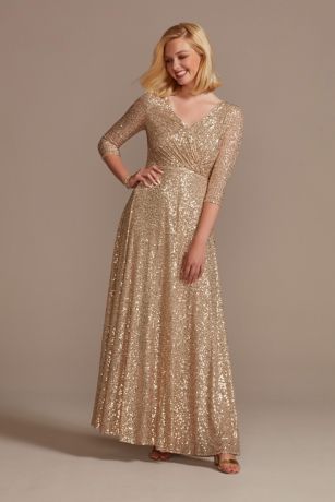 Allover Sequin A Line Gown David s Bridal