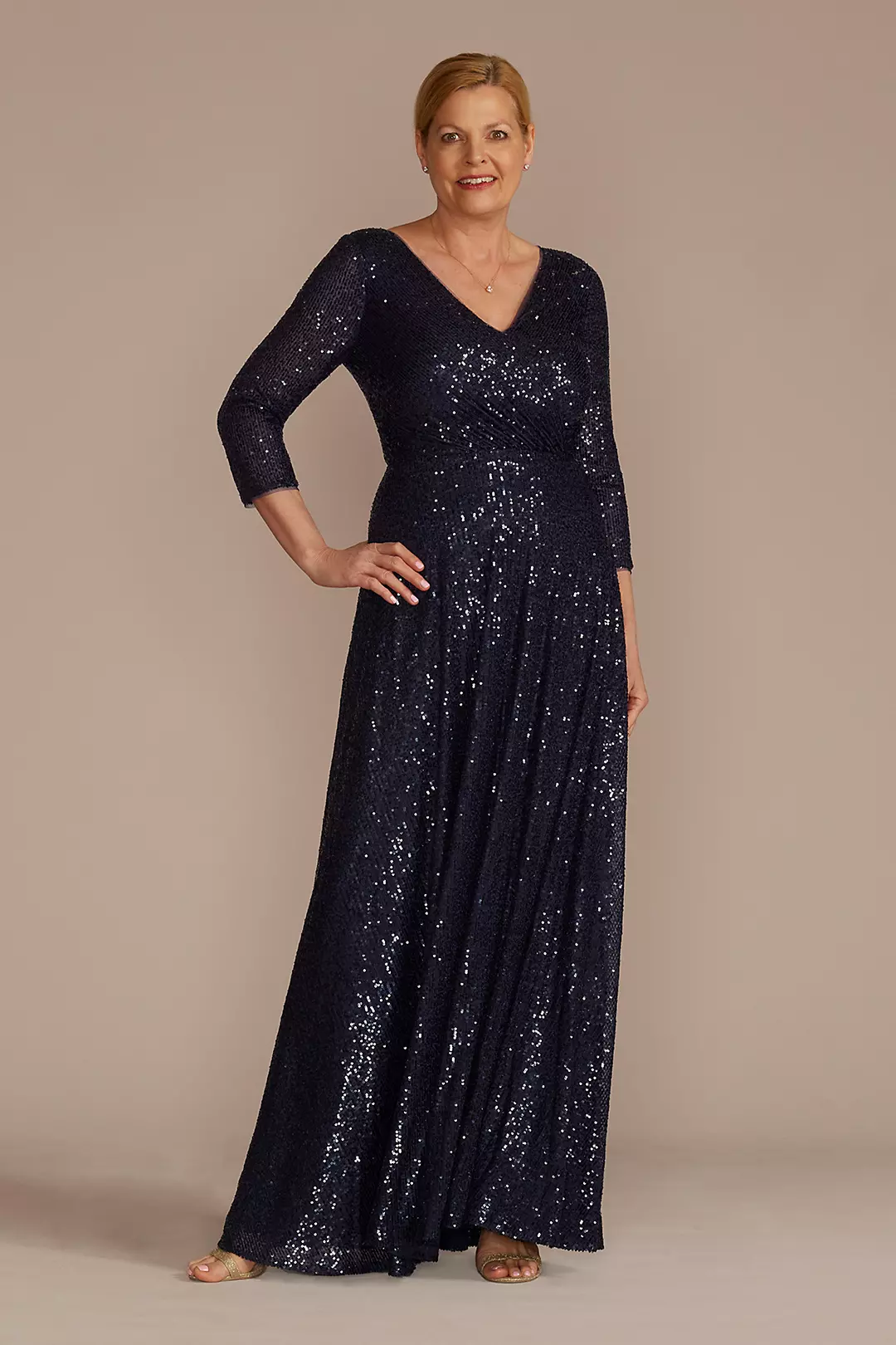 Allover Sequin A-Line Gown