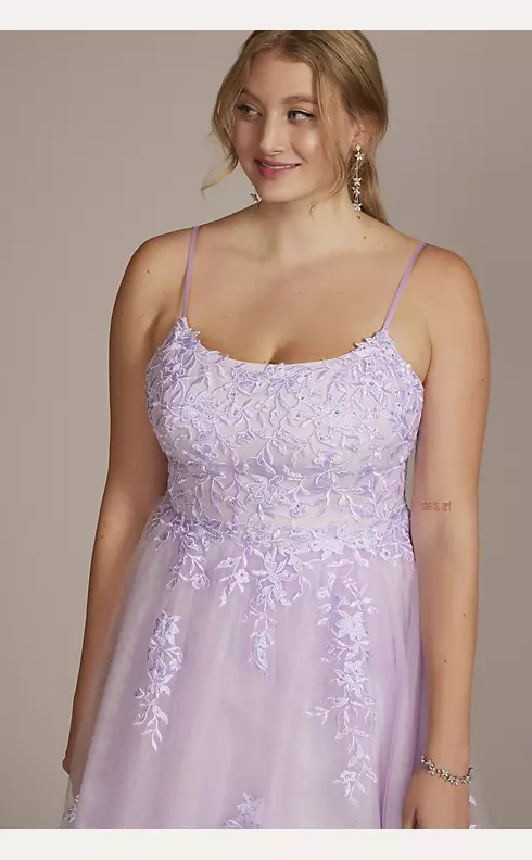 Embroidered Lace Tulle A-Line Dress Image 3