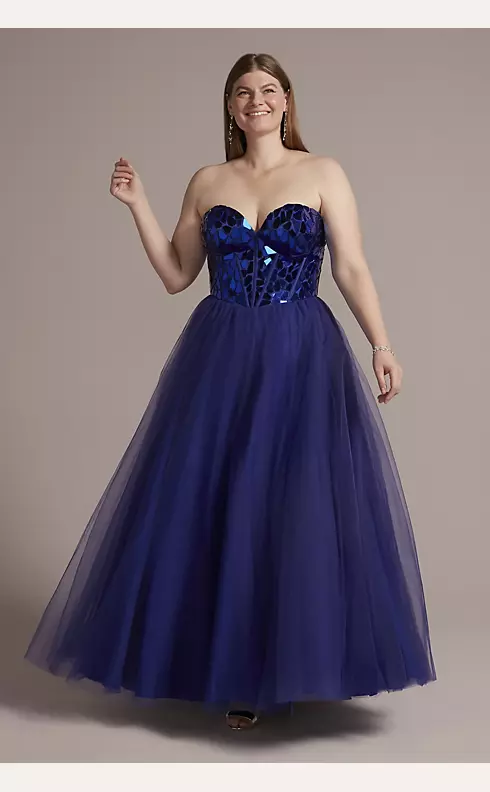 Mosaic Beaded Ball Gown with Full Sparkle Skirt Image 1