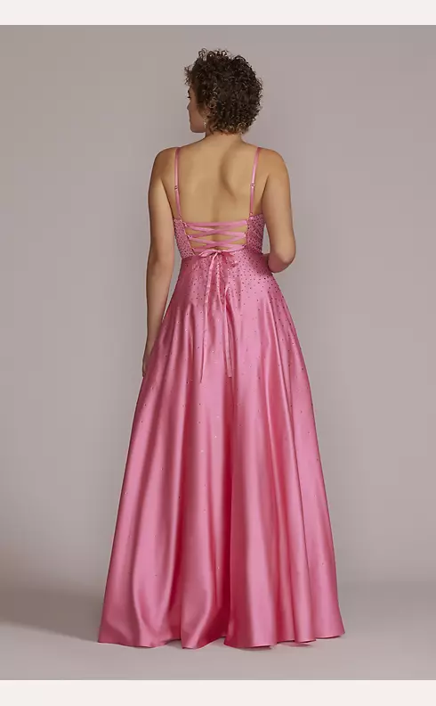 V-Neck Crystal Embellished A-Line Prom Gown Image 2