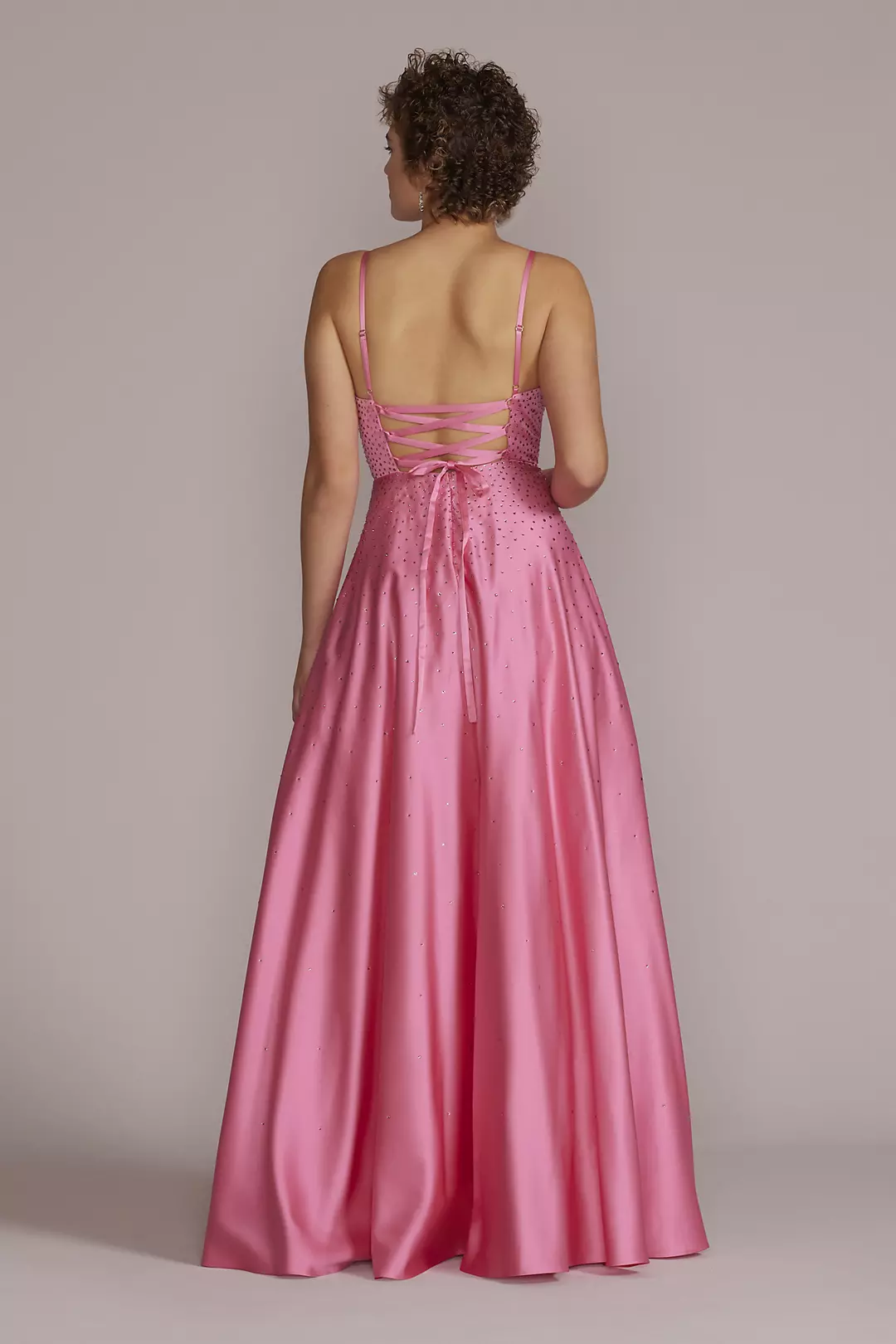 V-Neck Crystal Embellished A-Line Prom Gown Image 2