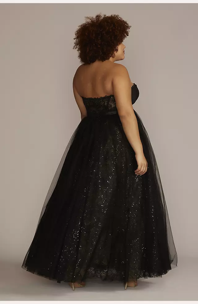 Sparkle Strapless Glitter Corset Ballgown Prom Dress 740275TRR-Black L –  PromDiva