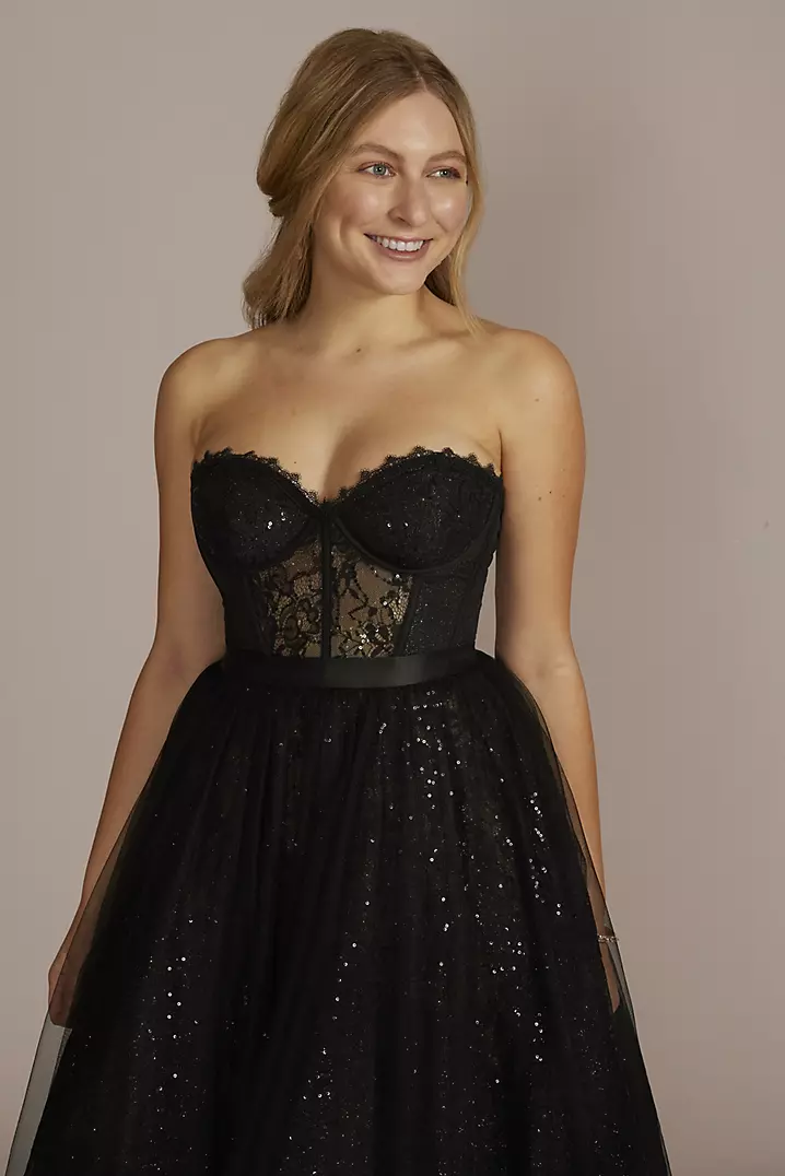 Strapless Sparkle Illusion Corset Ball Gown | David's Bridal Strapless Sparkle Illusion Corset Ball Gown | David's Bridal