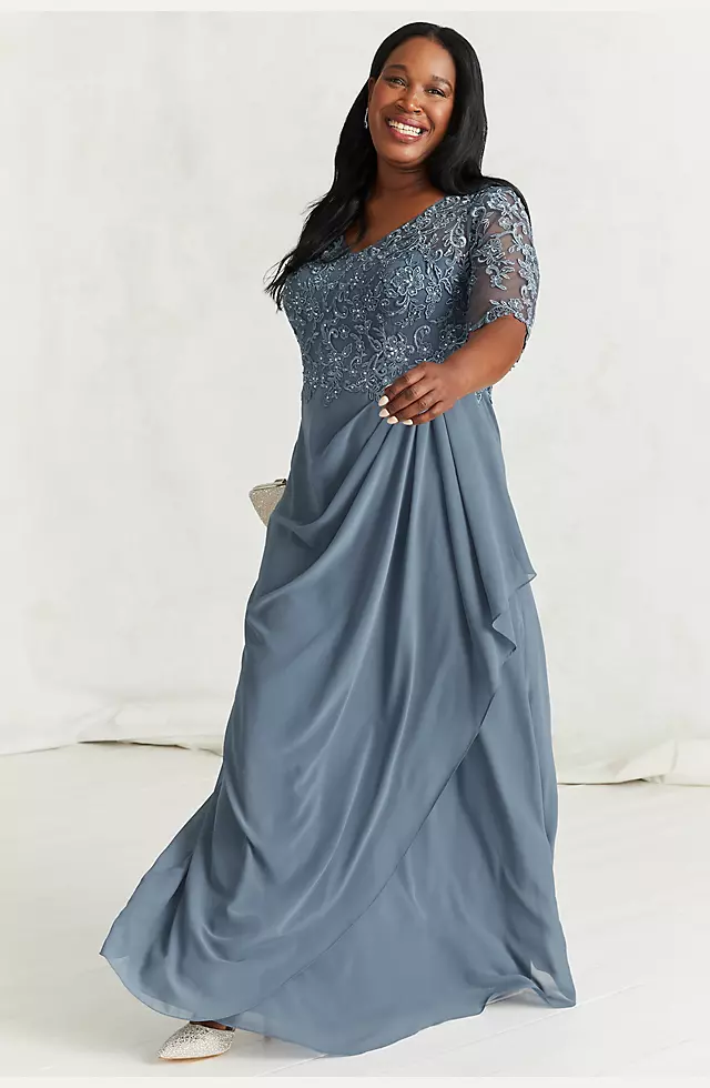 Chiffon and Lace Empire Waist Gown Image 5