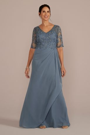 Steel blue mother hot sale of bride dress