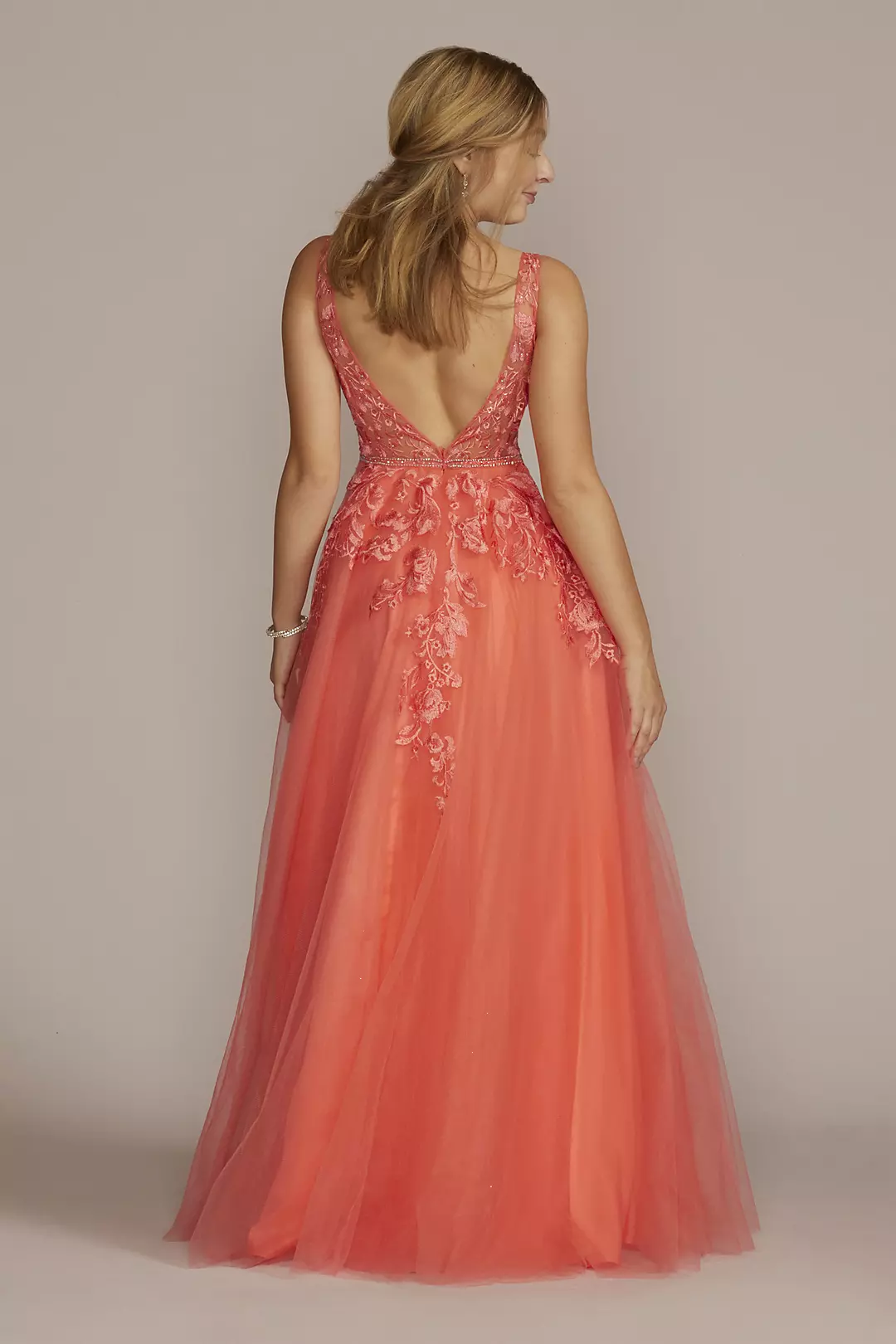 Illusion Bodice Tulle Ball Gown with Beaded Lace Image 2