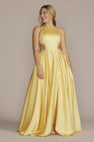 Long Ballgown Halter Dress - Jules and Cleo