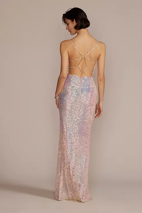 Stretch Sequin Prom Dress with Illusion V-Neck Image 2