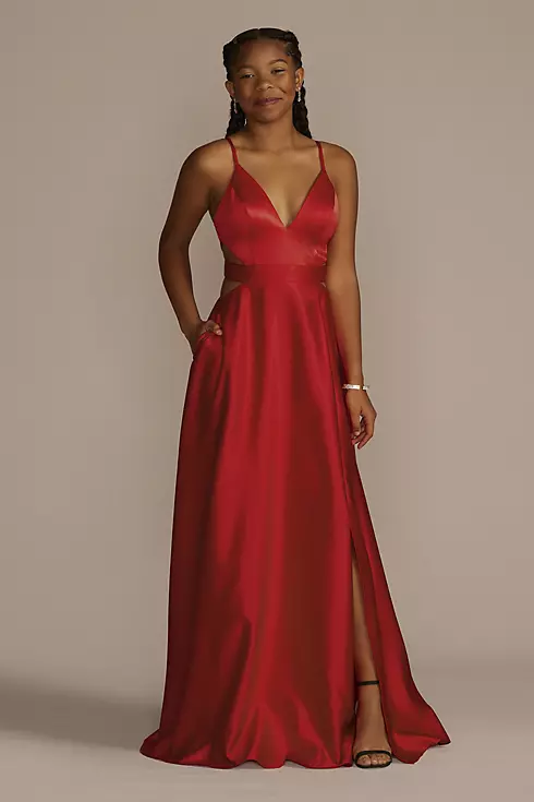 Satin A-Line Prom Dress with Cutouts Image 1