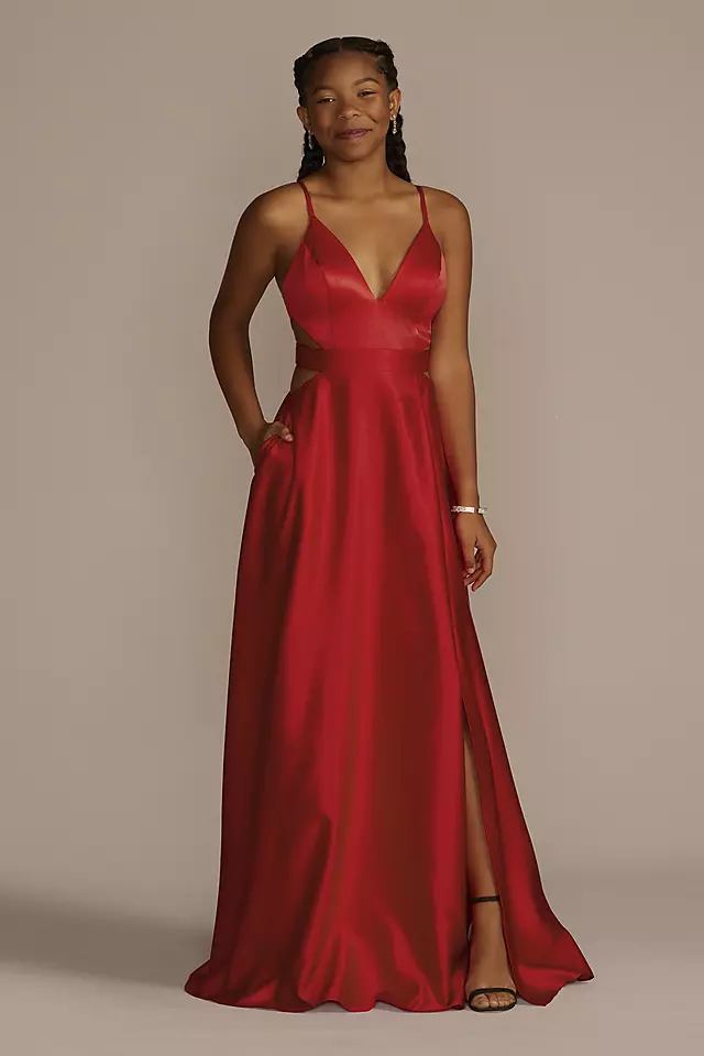 Satin A-Line Prom Dress with Cutouts Image
