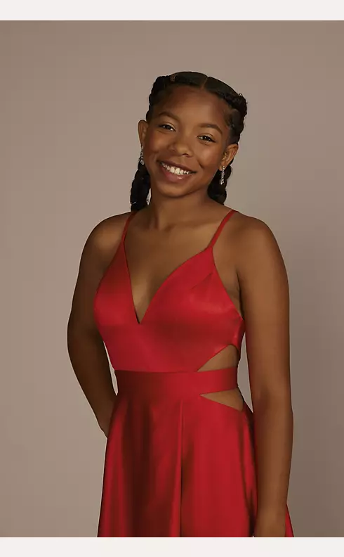 Satin A-Line Prom Dress with Cutouts Image 3