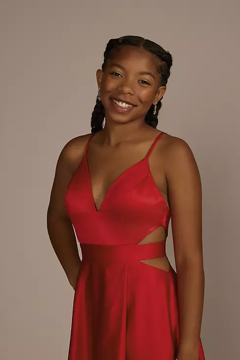 Satin A-Line Prom Dress with Cutouts Image 3