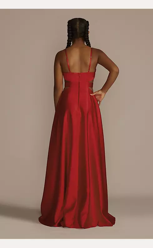 Satin A-Line Prom Dress with Cutouts Image 2