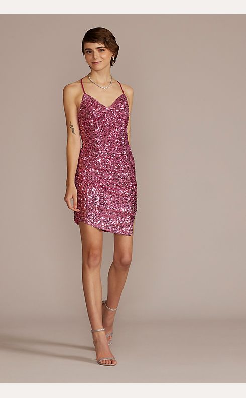 Sweetheart Sequin Mini Dress with Slit