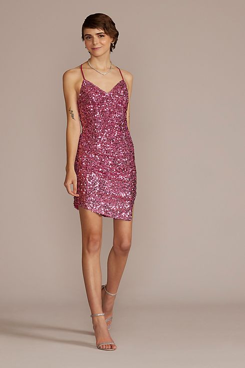 Sweetheart Sequin Mini Dress with Slit