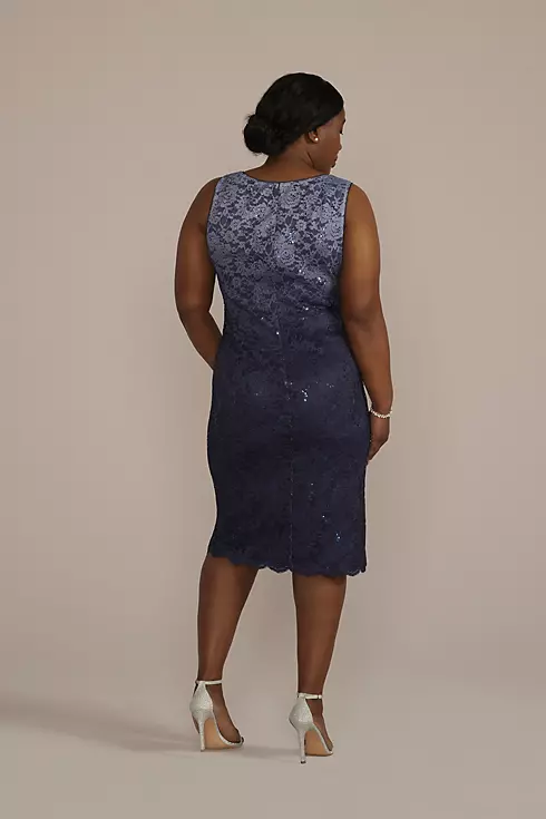 Plus Size Short Ombre Stretch Lace Tank Dress Image 2