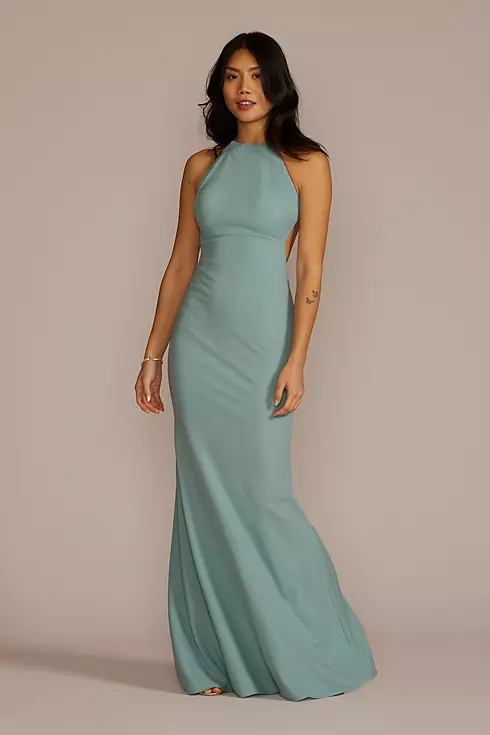Halter Crepe A-line with Waist Cutouts Image 1